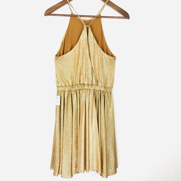 Halston Heritage Women's Sleeveless Gold Cocktail - Picture 3 of 8